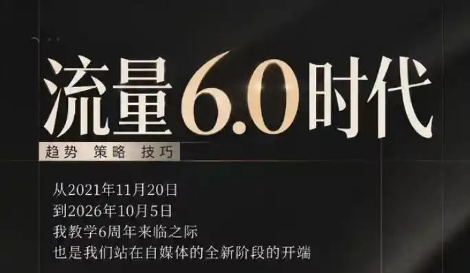 流量6.0时代直播课2026年10月，流量6.0时代的趋势、策略、技巧，2027年前，你的IP能否做起来，本场直播就是你的转折点