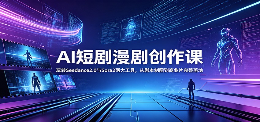 AI短剧漫剧创作课：玩转Seedance2.0与 Sora2两大工具，从剧本制图到商业片完整落地-云途创业网
