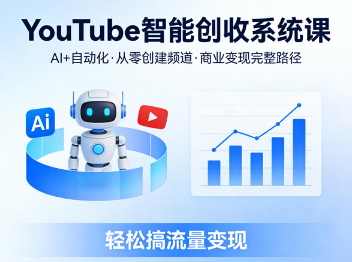 YouTube智能创收系统课,AI+自动化,从零创建YouTube频道并实现商业变现的完整路径,轻松搞流量变现-云途创业网