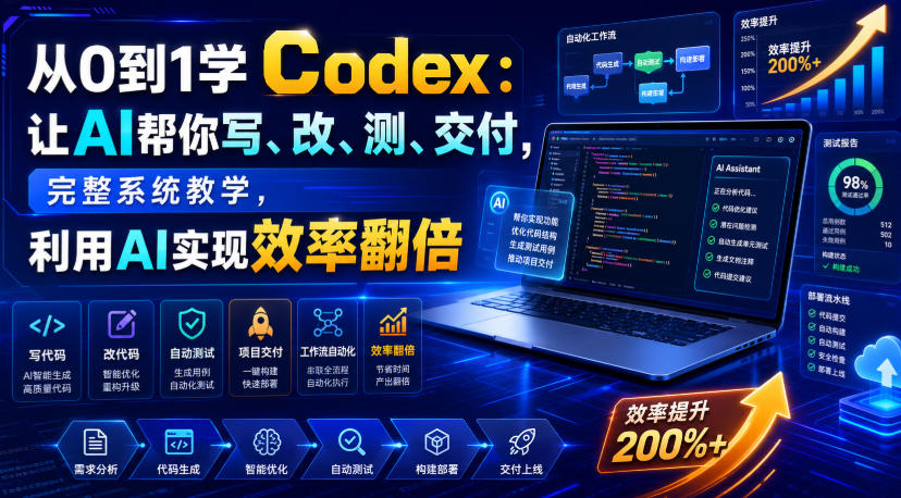 从0到1学Codex:让AI帮你写、改、测、交付,完整系统教学,利用AI实现效率翻倍-云途创业网