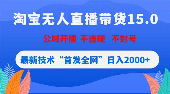 淘宝无人直播带货15.0，不封号，不违规，公域玩法，首发全网日入2000+-云途创业网