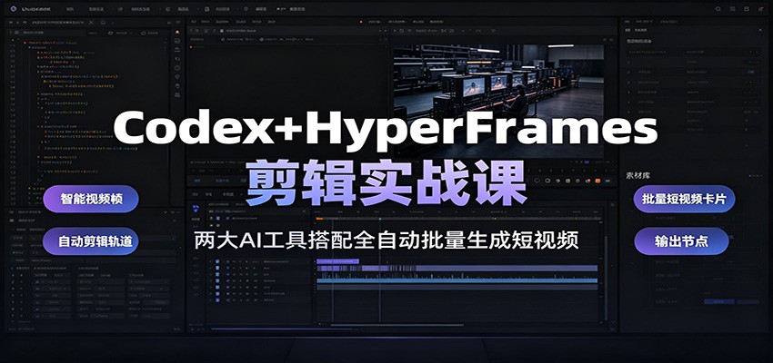 Codex+HyperFrames剪辑实战课：两大AI工具搭配全自动批量生成短视频-云途创业网