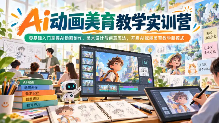 Ai动画美育教学实训营，零基础入门掌握AI动画创作、美术设计与创意表达，开启AI赋能美育教学新模式-云途创业网