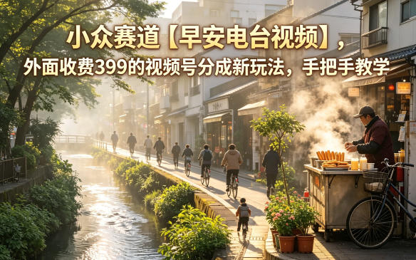 小众赛道【早安电台视频】，外面收费399的视频号分成新玩法，手把手教学-云途创业网