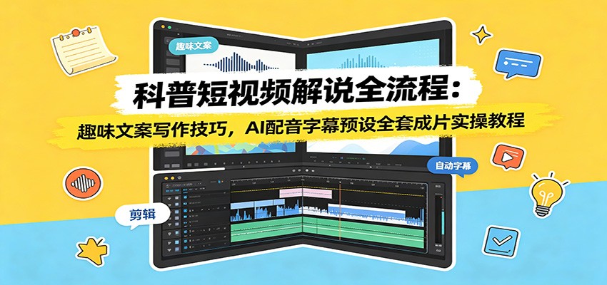 科普短视频解说全流程:趣味文案写作技巧,AI配音字幕预设全套成片实操教程-云途创业网
