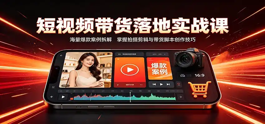 短视频带货落地实战课：海量爆款案例拆解，掌握拍摄剪辑与带货脚本创作技巧-云途创业网