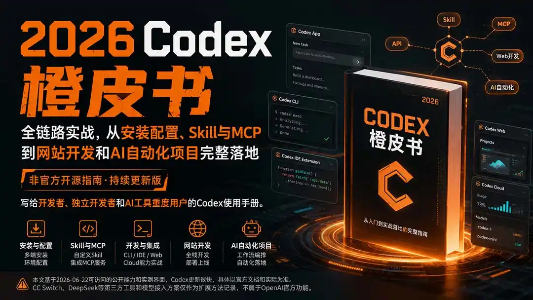 2026Codex橙皮书：全链路实战，从安装配置、Skill与MCP到网站开发和AI自动化项目完整落地-云途创业网