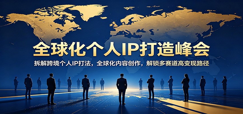 全球化个人IP打造峰会：拆解跨境个人IP打法，全球化内容创作，解锁多赛道高变现路径-云途创业网