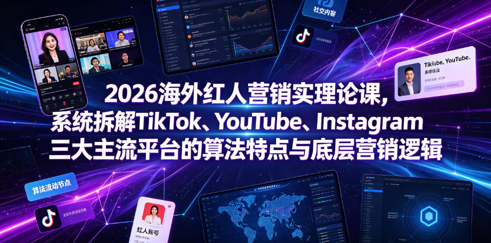 2026海外红人营销实理论课,系统拆解TikTok、YouTube、Instagram三大主流平台的算法特点与底层营销逻辑-云途创业网