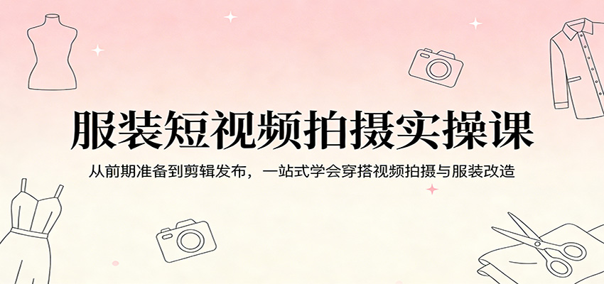 服装短视频拍摄实操课：从前期准备到剪辑发布，一站式学会穿搭视频拍摄与服装改造-云途创业网