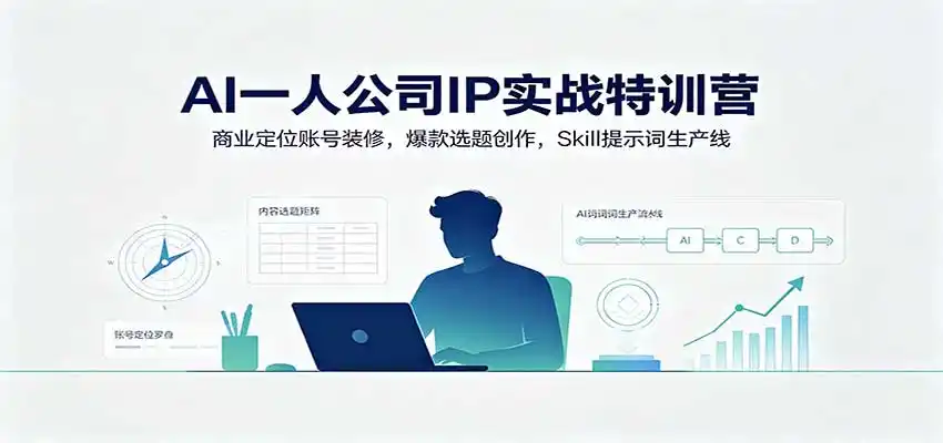 AI一人公司IP实战特训营：商业定位账号装修，爆款选题创作，Skill提示词生产线-云途创业网