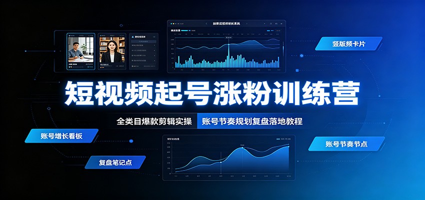 短视频起号涨粉训练营：全类目爆款剪辑实操，账号节奏规划复盘落地教程-云途创业网