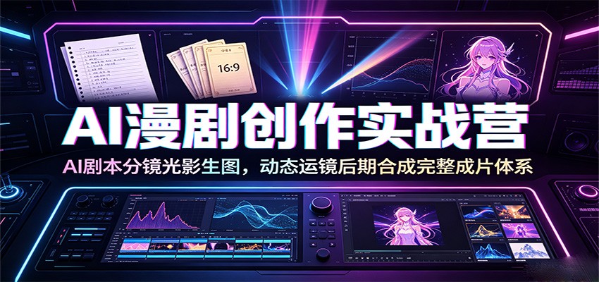 AI漫剧创作实战营：AI剧本分镜光影生图，动态运镜后期合成完整成片体系-云途创业网