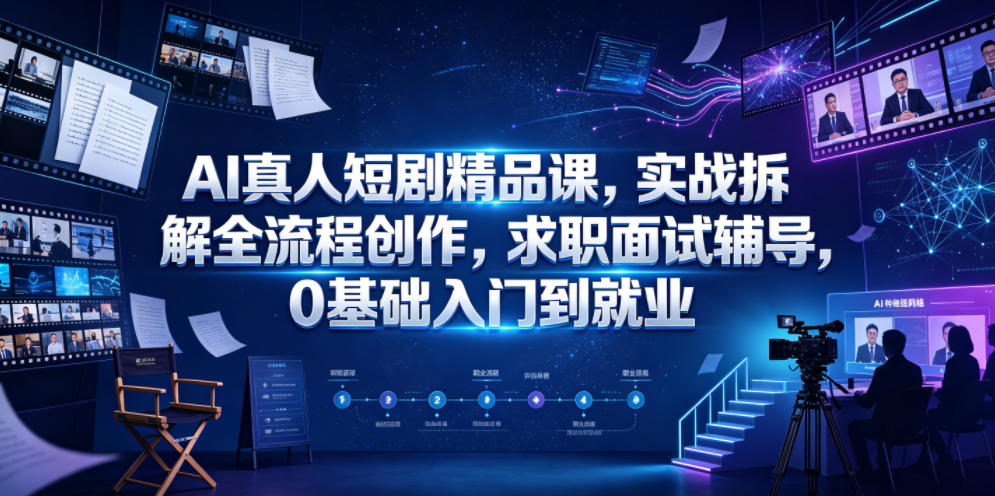 AI真人短剧精品课，实战拆解全流程创作，求职面试辅导，0基础入门到就业-云途创业网