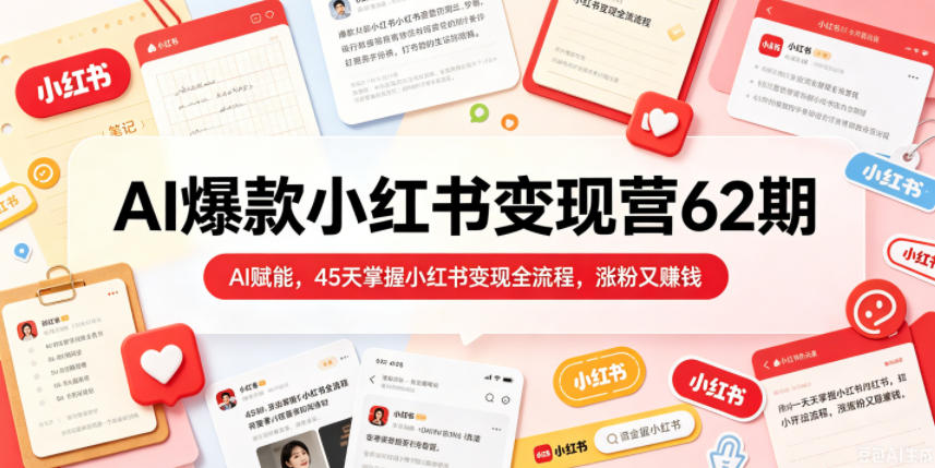 AI爆款小红书变现营62期2026年5月，AI赋能，45天掌握小红书变现全流程，涨粉又賺钱-云途创业网