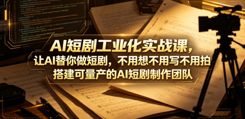 AI短剧工业化实战课，让AI替你做短剧，不用想不用写不用拍，搭建可量产的AI短剧制作团队-云途创业网