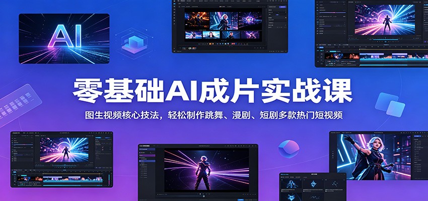 零基础AI成片实战课：图生视频核心技法，轻松制作跳舞、漫剧、短剧多款热门短视频-云途创业网