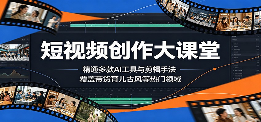 短视频创作大课堂:精通多款AI工具与剪辑手法,覆盖带货、育儿、古风等热门领域-云途创业网