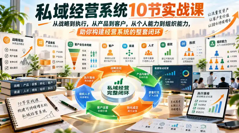 私域经营系统10节实战课,从战略到执行,从产品到客户,从个人能力到组织能力,助你构建经营系统的整套闭环-云途创业网