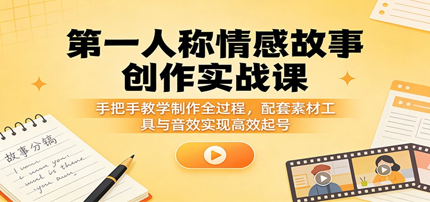 第一人称情感故事创作实战课：手把手教学制作全过程，配套素材工具与音效实现高效起号-云途创业网