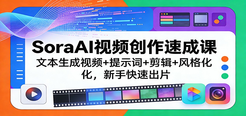 SoraAI视频创作速成课：文本生成视频+提示词+剪辑+风格化，新手快速出片-云途创业网