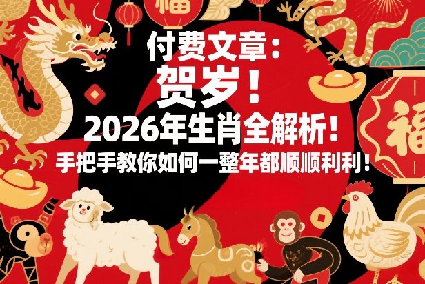 付费文章:贺岁!2026年生肖全解析!手把手教你如何一整年都顺顺利利!-云途创业网