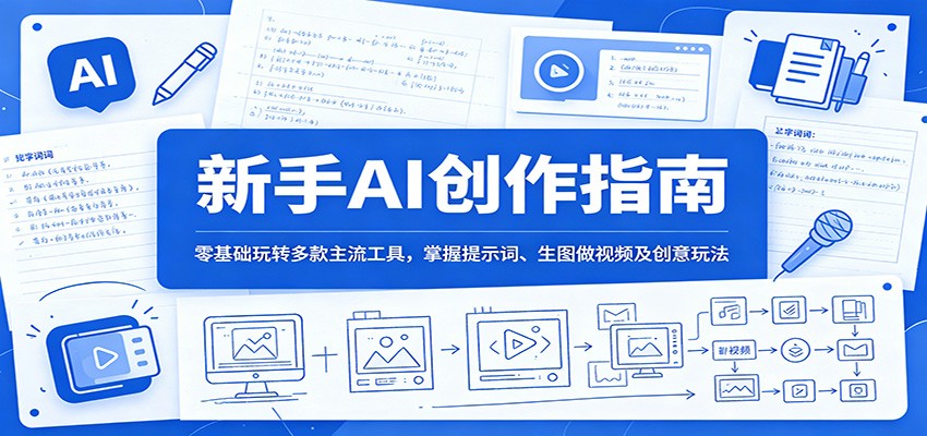 新手AI创作指南：零基础玩转多款主流工具，掌握提示词、生图做视频及创意玩法-云途创业网
