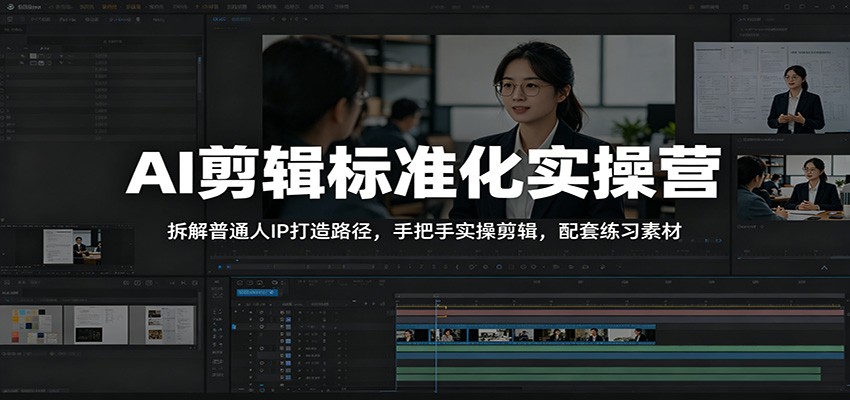 AI剪辑标准化实操营：拆解普通人IP打造路径，手把手实操剪辑，配套练习素材-云途创业网