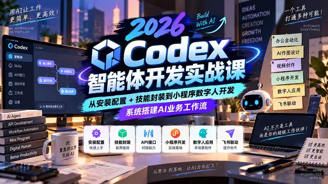 2026Codex智能体开发实战课：从安装配置+技能封装到小程序数字人开发，系统搭建AI业务工作流-云途创业网