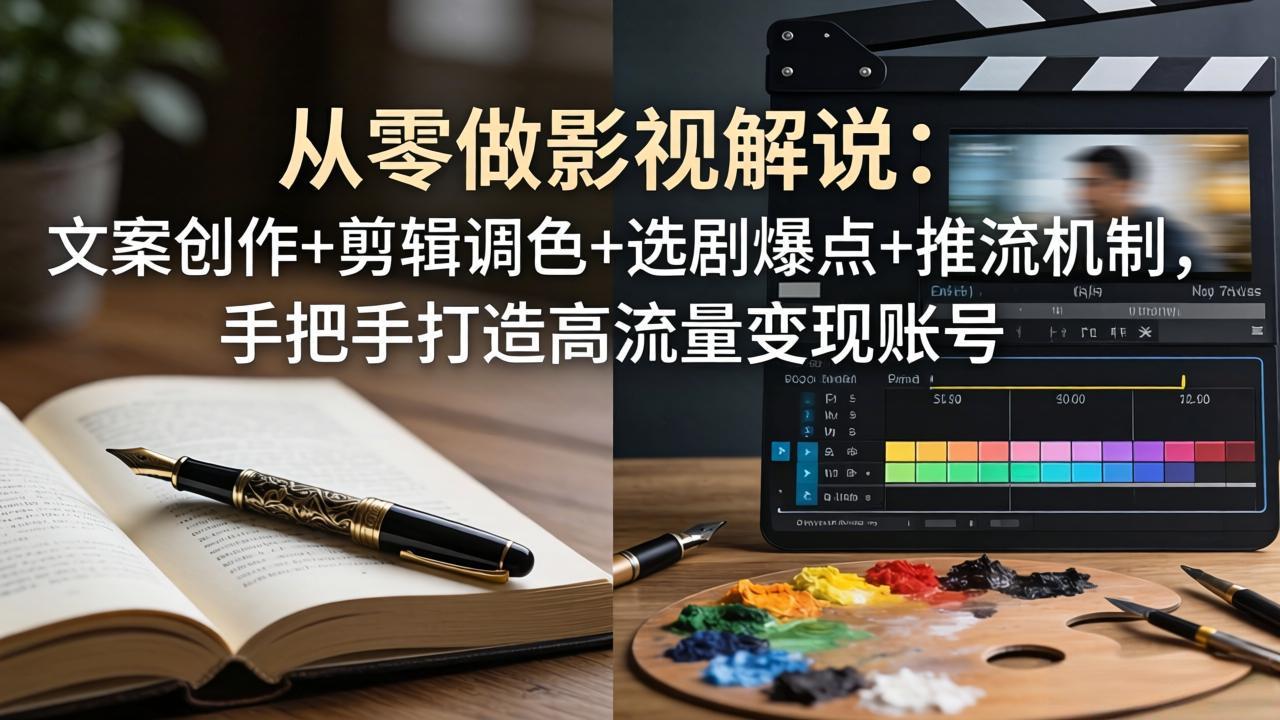 从零做影视解说:文案创作+剪辑调色+选剧爆点+推流机制,手把手打造高流量变现账号-云途创业网
