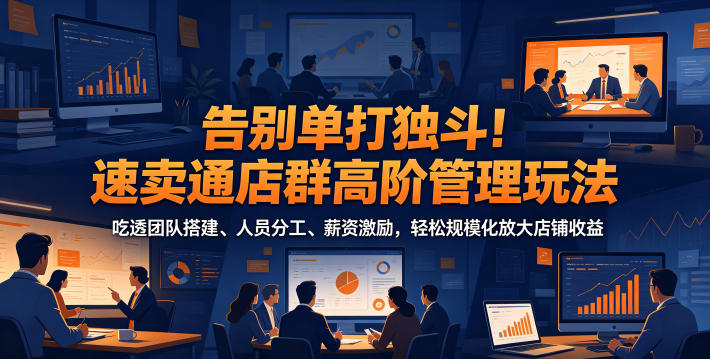 告别单打独斗！速卖通店群高阶管理玩法，吃透团队搭建、人员分工、薪资激励，轻松规模化放大店铺收益-云途创业网