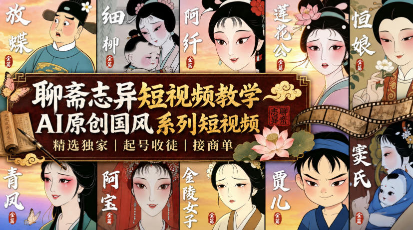 聊斋志异短视频教学,AI原创国风系列短视频,精选独家丨起号收徒丨接商单(更新0818) 聊斋志异短视频教学,AI原创国风系列短视频,精选独家丨起号收徒丨接商单(更新0818)