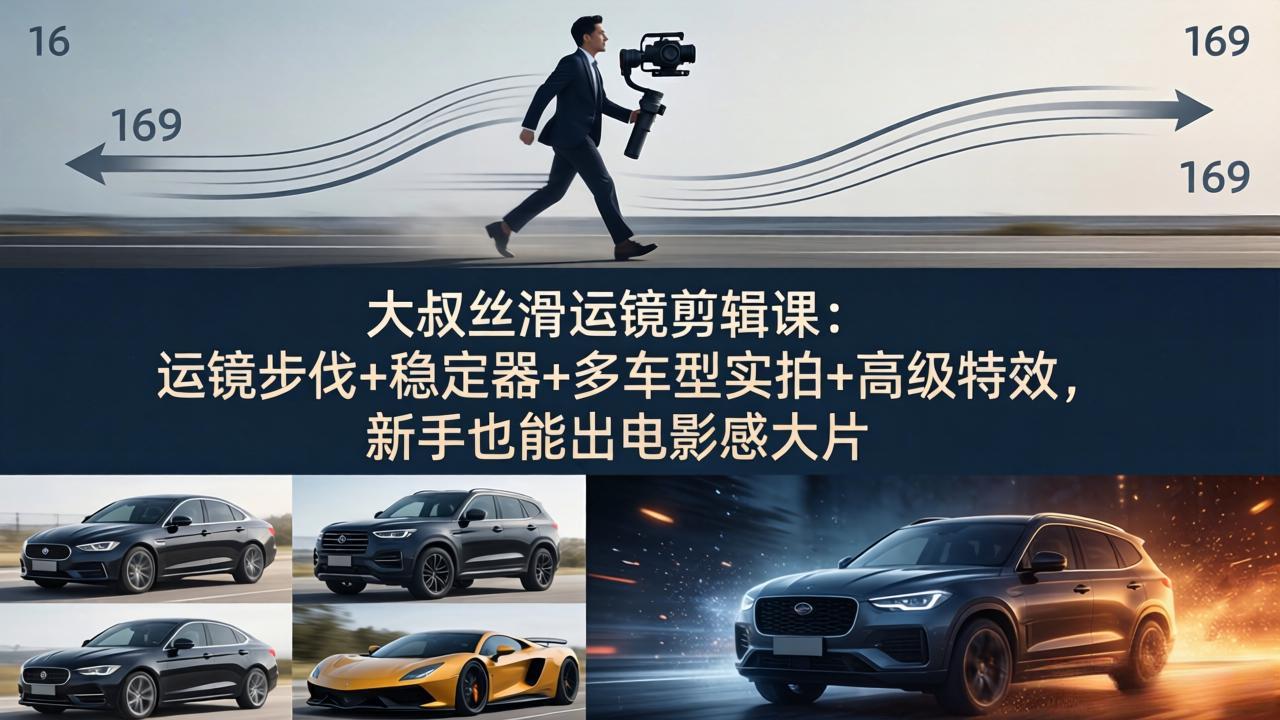 大叔丝滑运镜剪辑课:运镜步伐+稳定器+多车型实拍+高级特效,新手也能出电影感大片-云途创业网