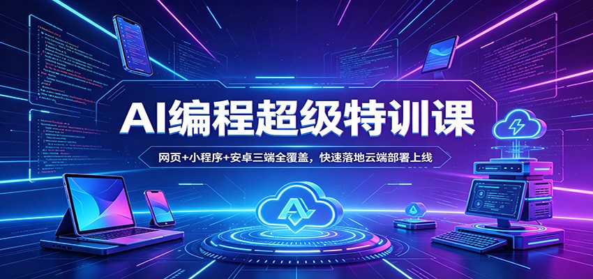 AI编程超级特训课：网页+小程序+安卓三端全覆盖，快速落地云端部署上线-云途创业网