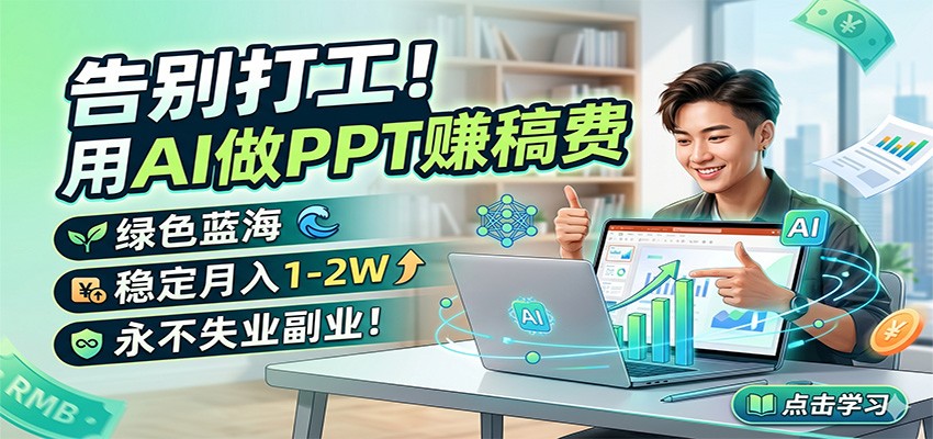 告别打工！用AI做PPT赚稿费，绿色蓝海，稳定月入1-2W，永不失业副业！-云途创业网