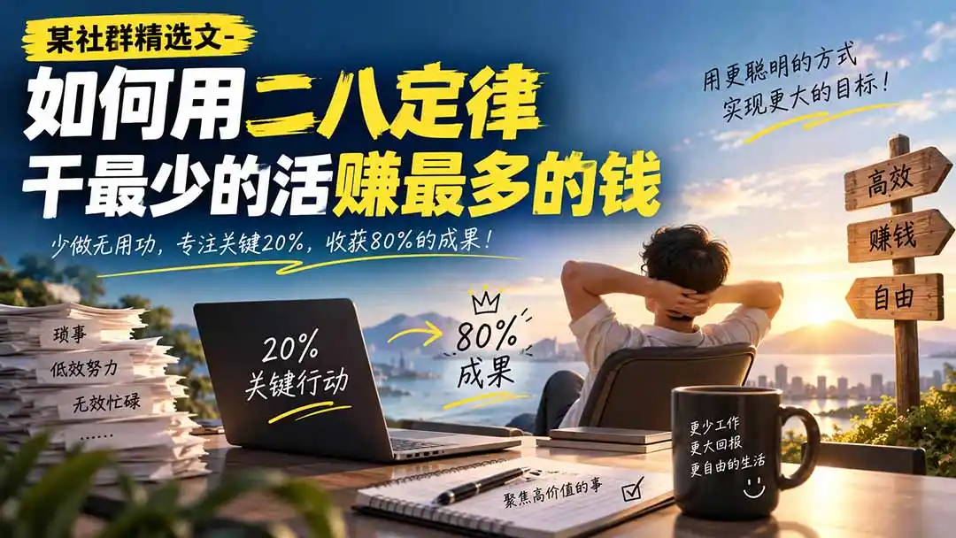 某社群精选文-如何用二八定律干最少的活赚最多的钱-云途创业网