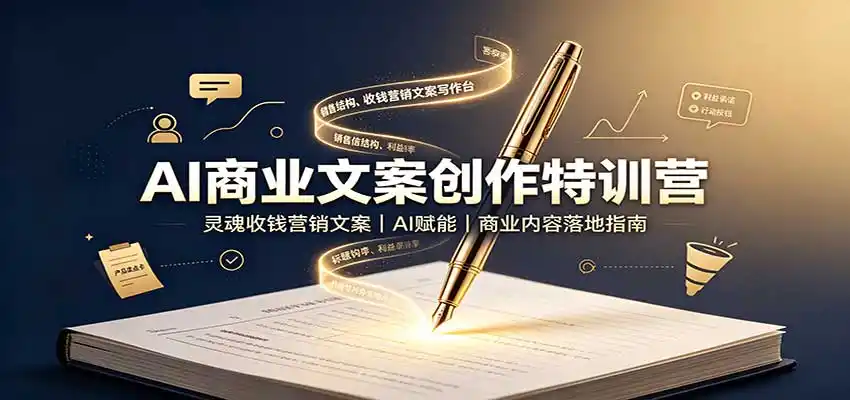AI商业文案创作特训营：灵魂收钱营销文案，AI赋能，商业内容落地指南-云途创业网