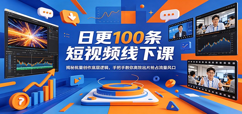 日更100条短视频线下课:揭秘批量创作底层逻辑,手把手教你高效出片抢占流量风口-云途创业网