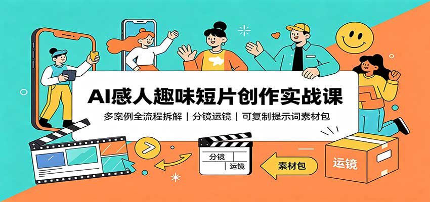 AI感人趣味短片创作实战课：多案例全流程拆解，分镜运镜，可复制提示词素材-云途创业网