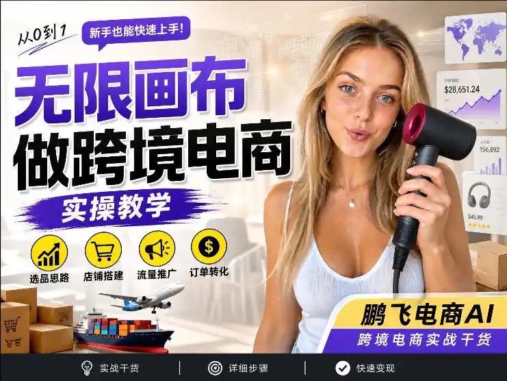 【跨境电商必备】AI无线画布制作商品宣传视频，四步搞定，无线画布工作流，操作简单好上手-云途创业网