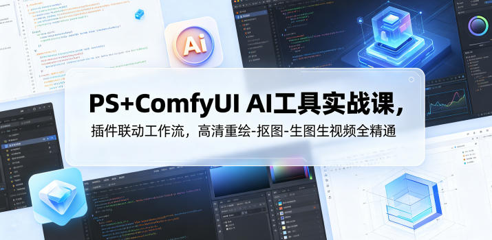PS+ComfyUI AI工具实战课，插件联动工作流，高清重绘-抠图-生图生视频全精通-云途创业网