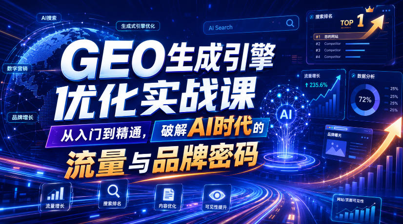 GEO生成引擎优化实战课,从入门到精通,破解AI时代的流量与品牌密码-云途创业网