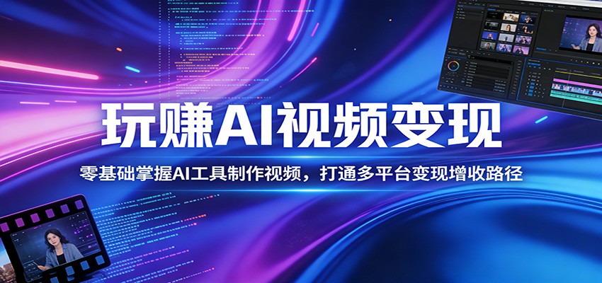 玩赚AI视频变现,零基础掌握AI具制作视频,打通多平台变现增收路径-云途创业网