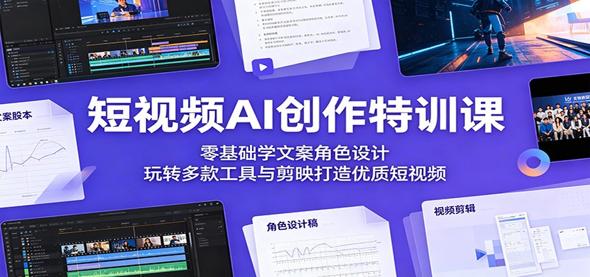 短视频AI创作特训课：零基础学文案角色设计，玩转多款工具与剪映打造优质短视频-云途创业网