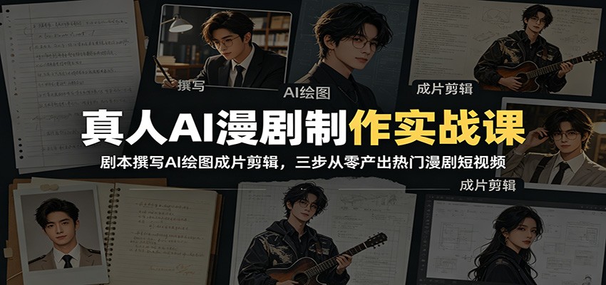 真人AI漫剧制作实战课:剧本撰写AI绘图成片剪辑,三步从零产出热门漫剧短视频-云途创业网