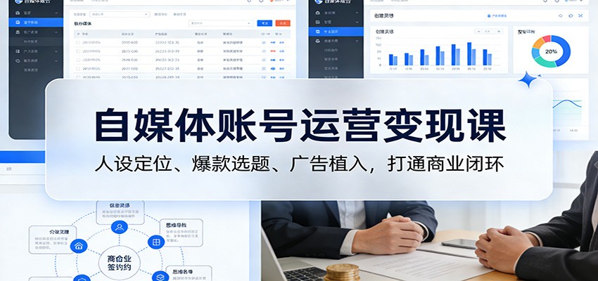 自媒体账号运营变现课:人设定位、爆款选题、广告植入,打通商业闭环-云途创业网