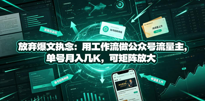放弃爆文执念：用工作流做公众号流量主，单号月入几K，可矩阵放大-云途创业网