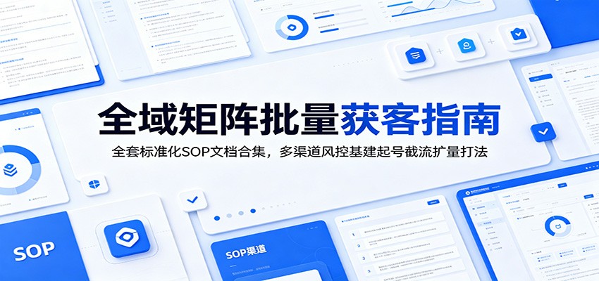 全域矩阵批量获客指南：全套标准化SOP文档合集，多渠道风控基建起号截流扩量打法-云途创业网