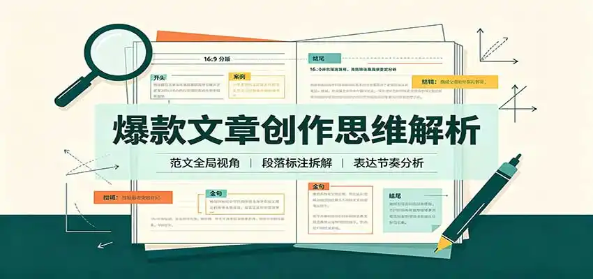 爆款文章创作思维解析：全局视角拆解范文，梳理行文逻辑，搭配真实拆文实操案例-云途创业网