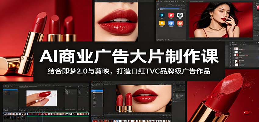 AI商业广告大片制作课:结合即梦2.0与剪映,打造口红TVC品牌级广告作品-云途创业网